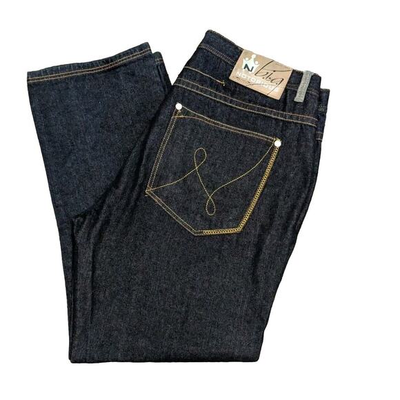 Notorious B.I.G Men's Baggy Y2K Embroidered Dark Denim Jeans Size 42x31 - Picture 1 of 10